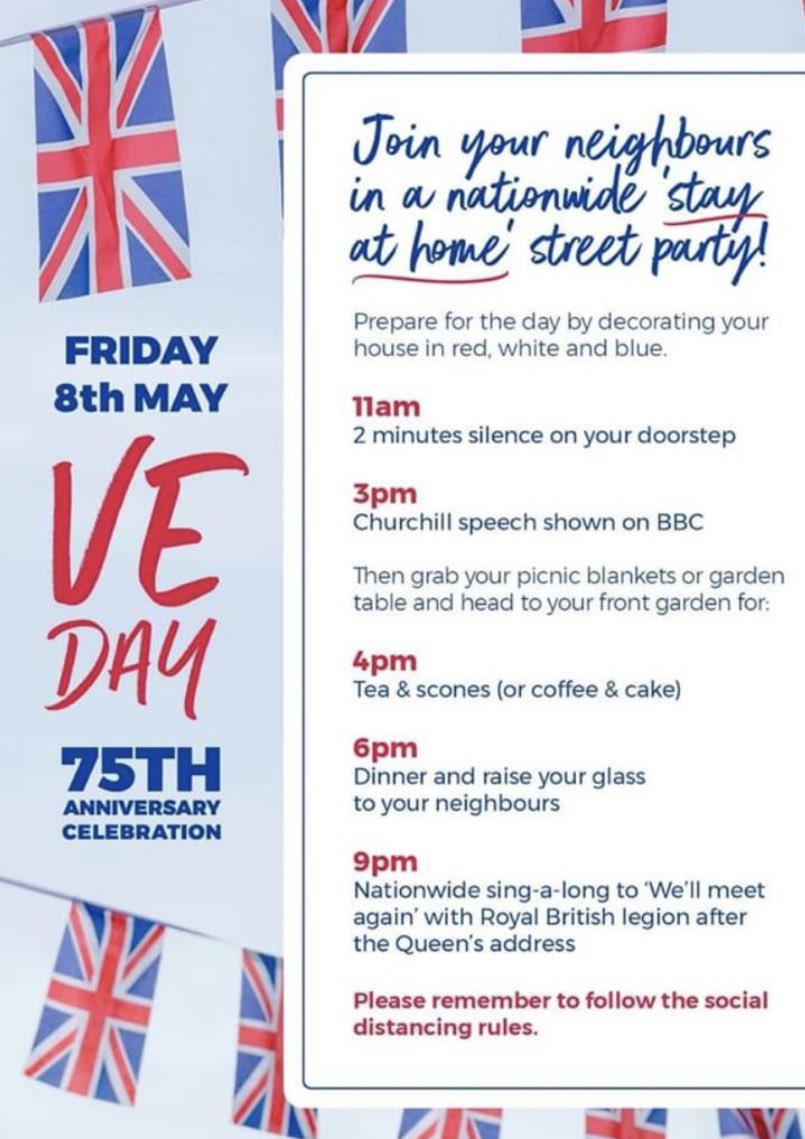 TheCroftPrimary's tweet photo. We have decorated for VE Day, please join in and share any decorations you create for “stay at home” garden party.
Also can you tweet your photos if you find our Croft @veday75official bunting, please tweet us 💚🌈 https://t.co/3OXreGGL7N