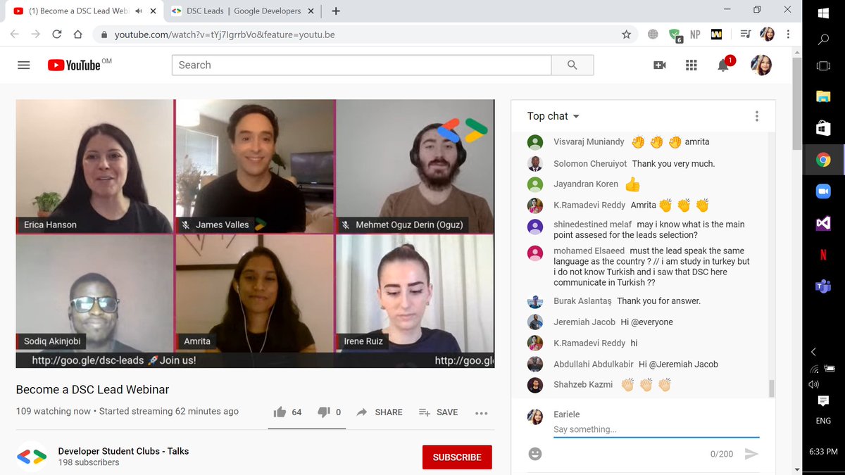 GDSC_SoharUni's tweet photo. The 5 DSC leads with @EricaKHanson at "Become a DSC Lead Webinar"! Thank you for the inspirational talks and advice.
Check out the recording: https://t.co/sXoJFrfOqL
Apply to be a DSC Lead now! -> https://t.co/qvQwouKPuL
#DeveloperStudentClubs #DSC #DSC_SoharUni #MENADSC https://t.co/dxHuhmFmuH