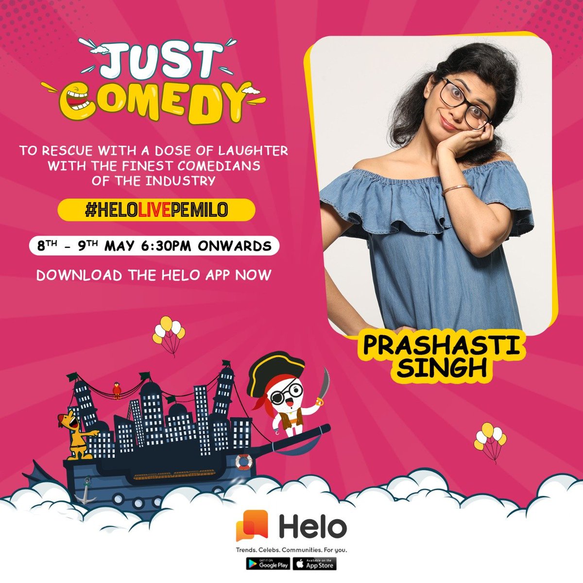 Excited to be part of the Just Comedy Festival on Helo. 
You can follow me on Helo with this link - m.helo-app.com/al/eTNQNTmNh

#JustComedyOnHelo
#HeloLivePeMilo
#PrashastiSingh