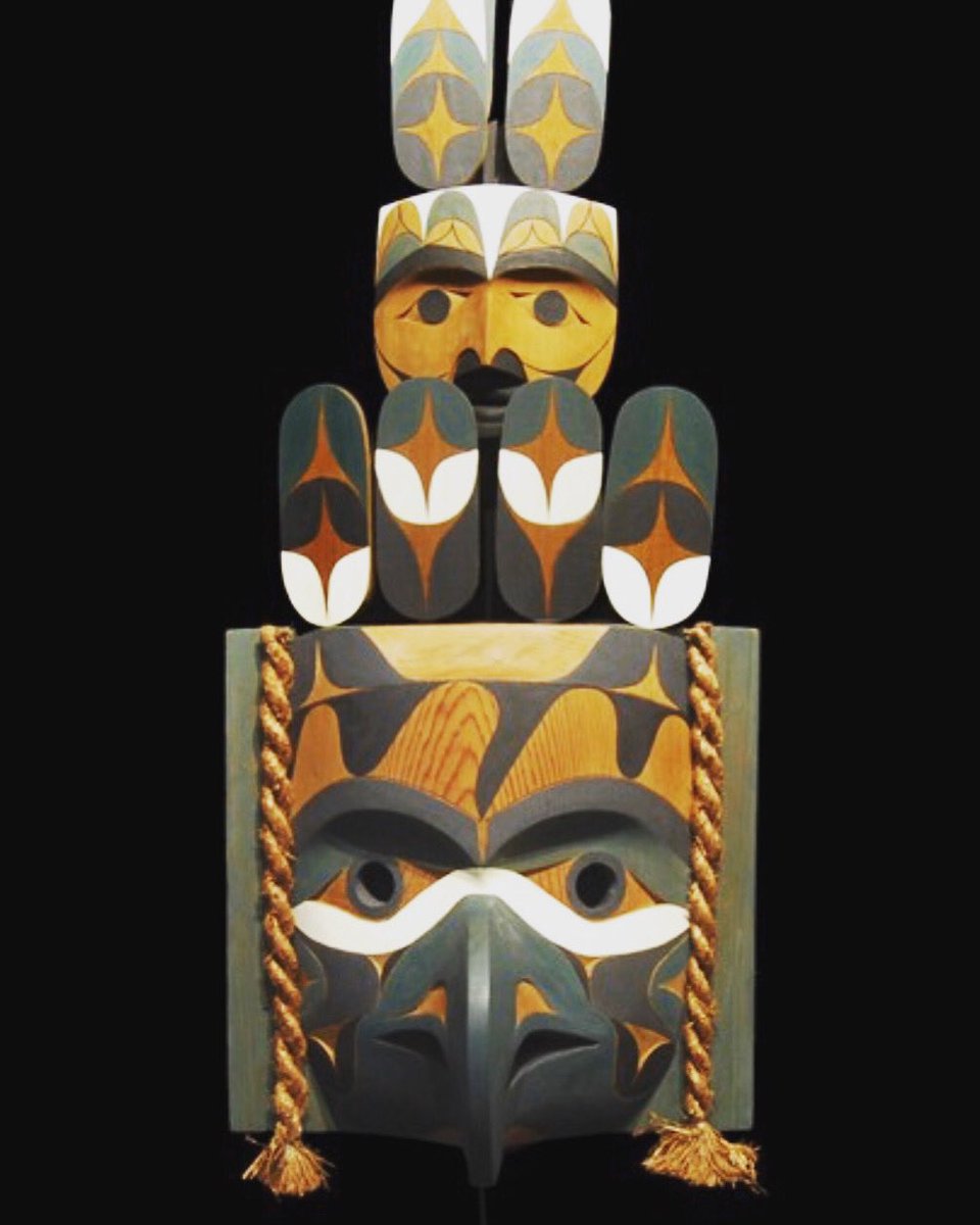 markloriaart's tweet photo. Indigenous Art of the Day - Thunderbird from Ca-Win Transformation Mask, 2003 by Tim Paul (Nuu-cah-nulth). At the pull of a string the articulating human face rises out of the Thunderbird. Exquisite. Created with red cedar, cedar bark, string and paint. #nuuchahnulthart https://t.co/rjkBhBNp1R