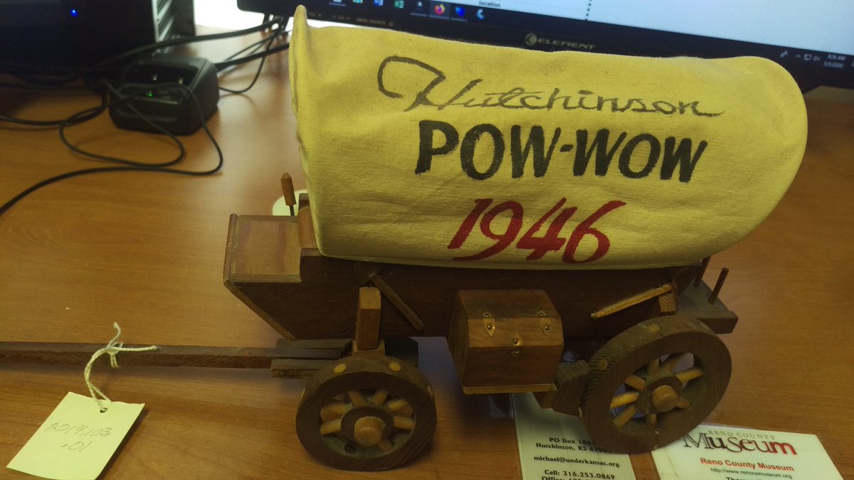 RenoCoMuseum's tweet photo. Artifact of the Day!

This covered wagon was donated by Sharon DeVault. Her aunt Mary Jones was crowned queen of the Diamond Pow-Wow in 1946. Sharon also donated the outfits her aunt wore at the event, along with many photos and newspaper clippings of the event. Thank you Sharon! https://t.co/bBFzENgm72