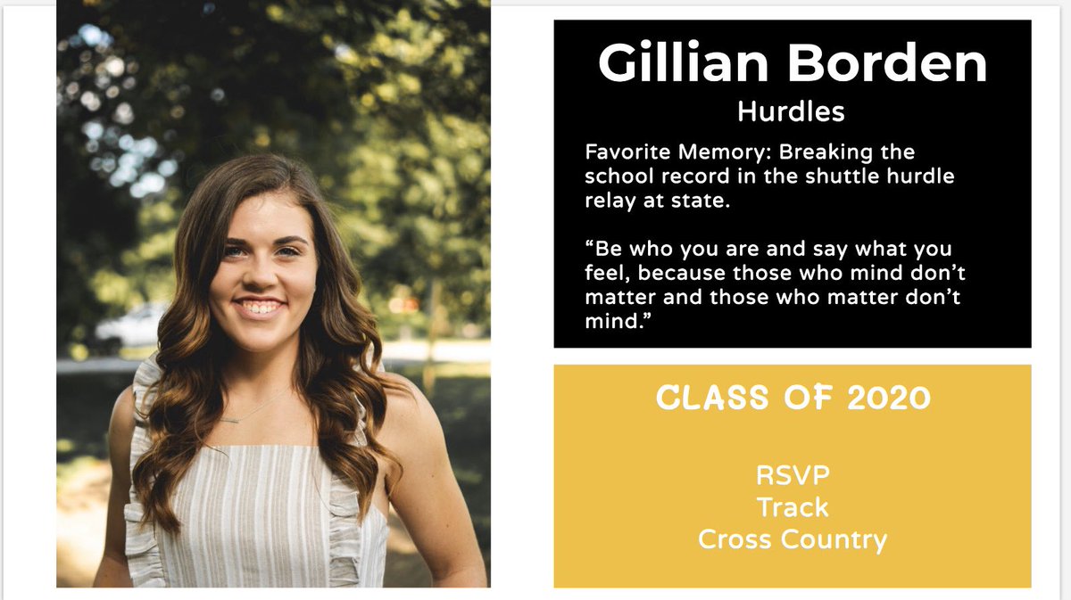 bettTFXC's tweet photo. Gillian is our hurdle captain. She keeps our hurdle crew on track and is a school record holder in the shuttle hurdle relay. Her advice to younger Bulldogs: “Believe in yourself and don’t stress. Take lots of pictures and have fun!” Good luck at Iowa State! https://t.co/H31tlCZ6Xb