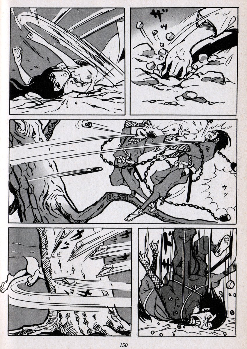 竹熊健太郎 地球人 たしかに 忍者武芸帳 の残酷描写は凄まじい 主人公の一人に重太郎という青年剣士がいますが 彼の恋人が明美という女忍者で 影丸の妹 これが敵忍者 の集団に嬲り殺しされます 敵を率いているのが女忍者の蛍火で 蛍火も重太郎に