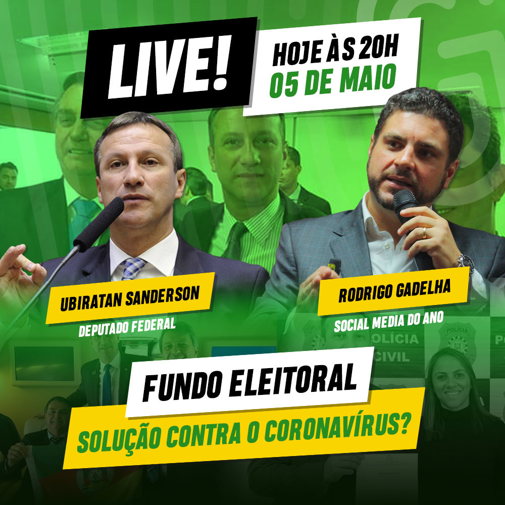 rodrigogadelha's tweet photo. ✅ HOJE | TERÇA | 20H | Farei uma live com o DEPUTADO UBIRATAN SANDERSON: FUNDO ELEITORAL: SOLUÇÃO PARA O CORONAVÍRUS? | @DepSanderson

🚨 NÃO PERCA!  https://t.co/6YdxNRrXKQ

#RodrigoGadelha #MarketingDigital #MarketingEleitoral #fundao #Eleicoes2020 https://t.co/SzTbOCnYEE