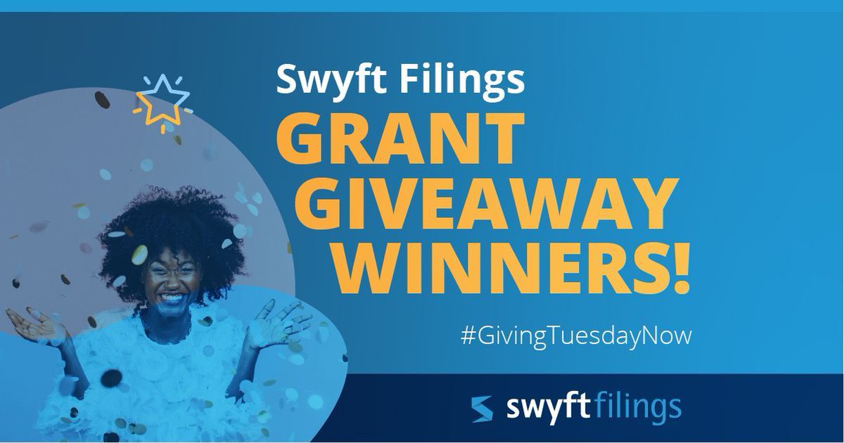 swyftfilings's tweet photo. In honor of #GivingTuesdayNow, Swyft Filings is proud to introduce you to the recipients of our Swyft Gives Back Grant Program. Read more: https://t.co/gsB5mRyMXX

@GleanedSeafood 
@TeamK9Dogs 
@livegivesave 
Lave Wash
The City Lights Gateway Foundation https://t.co/P8To3ij1My