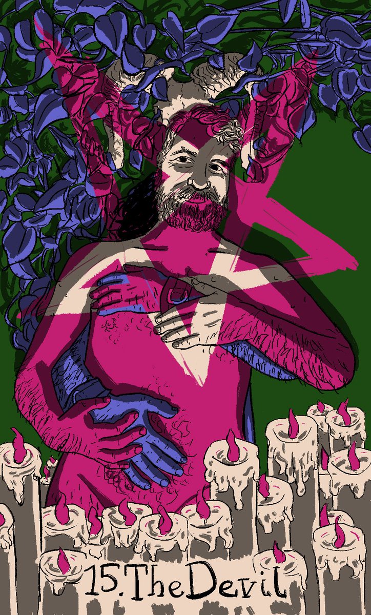 That there  @w_gawned volunteered for The Devil, all about sexuality, addiction and shadow self. Let it be known, this is less overtly sexual than it could have been, as it's just one of those cards. Y'welcome.