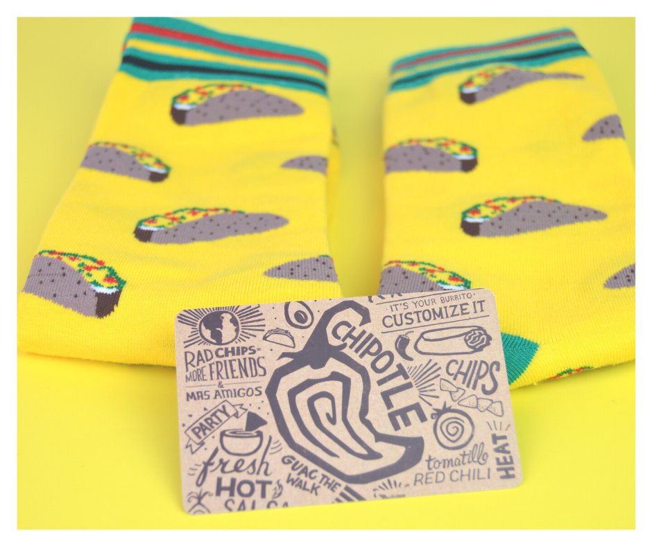 WestSocksco's tweet photo. Happy Cinco de Mayo! 🇲🇽Taco Bout a giveaway!🌮Win a pair of his &amp; hers Best Taco🌮socks AND a Chipotle gift card 😱.
•👉https://t.co/0Yz7rOySvR

#cincodemayo #giveaway #entertowin #win #tacos #tacoboutit #funkysocks #coolsocks #socks #funsocks #happysocks #westsocksco #shoplocal https://t.co/Y19PlZy2Oz