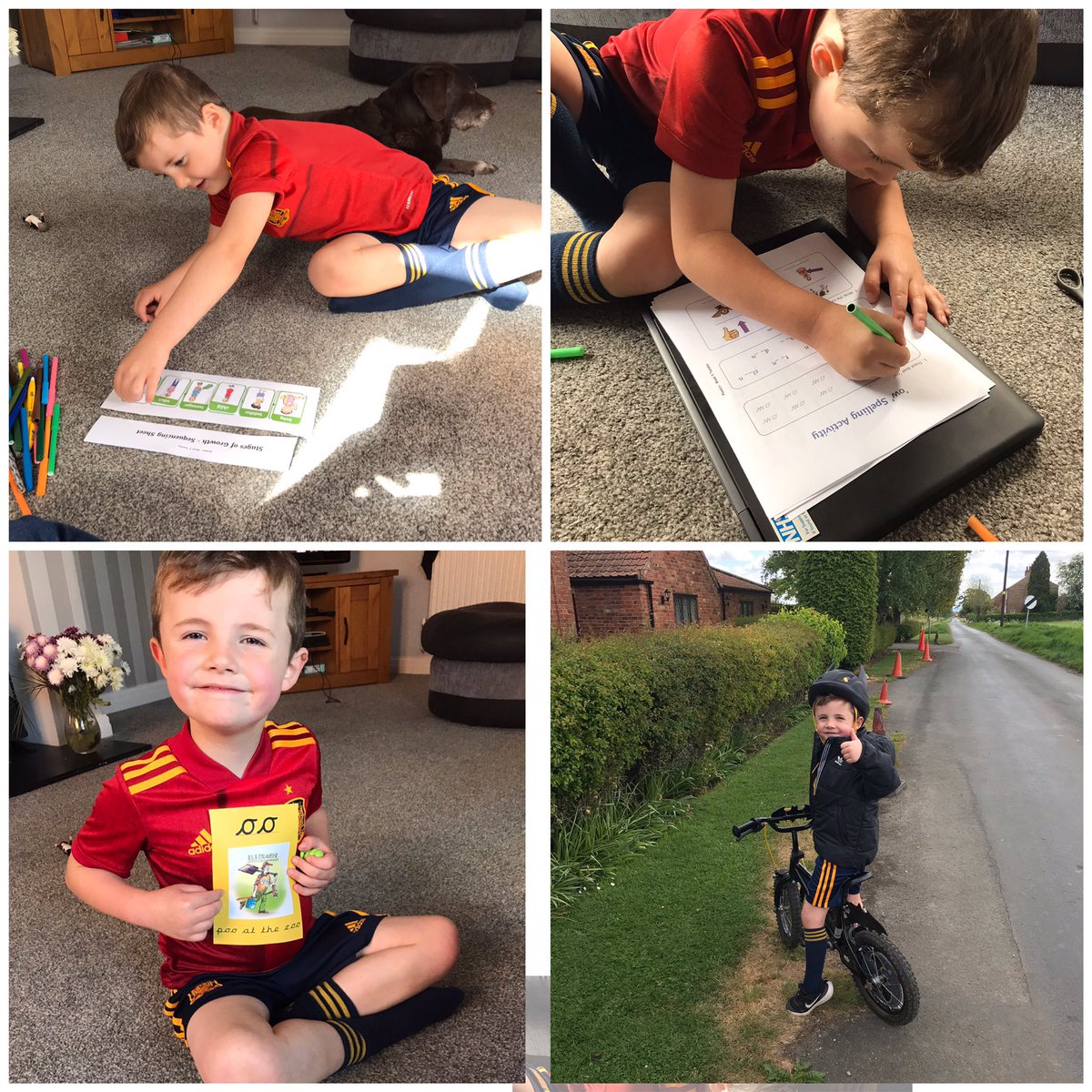 JayneBuchanan1's tweet photo. Another good day at the Stephenson School. He loves the flash cards, especially the one he’s holding in the picture 🤣. We then we finished off with a bike ride #typicalboy @GilberdykeRocks @robinsgps https://t.co/t0qSQD9Jr7