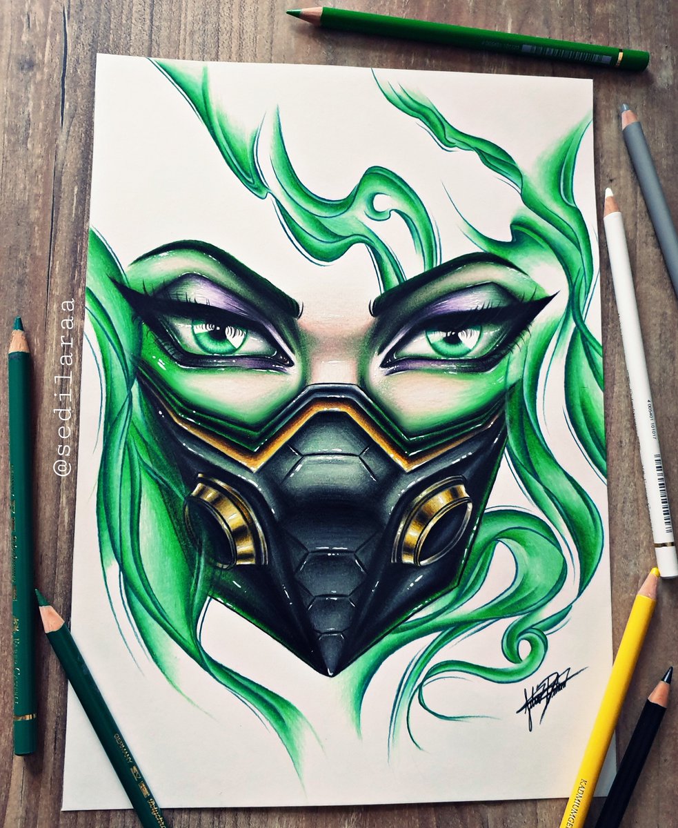 Sedilaraa's tweet photo. "They call me a monster. Shall I prove them right?" Viper is all done! 👩‍🎨💚
#art #artist #drawing #draw #pencilart #pencildrawing #polychromos #riotgames #valorant #viper #valorantmemes #valorantfanart #coloredpencils #champseyes https://t.co/Br1qeN3ONP