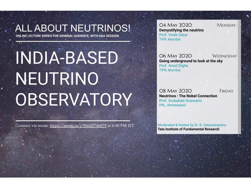 amol_dighe's tweet photo. Giving an online (Zoom)  talk on 
"Going underground to look at the sky".
Wed May 6th, at 6 pm, for 60 min. 😀

Live stream also available at the
"INO Project". YouTube channel
@inoofficial1 https://t.co/UWAZnk4BIi