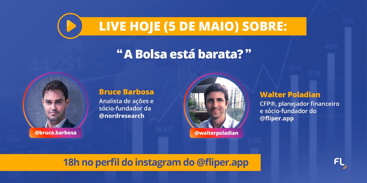 Fliperapp's tweet photo. A Bolsa está barata? Está na hora de comprar ações? 🤔

Esclareça todas as suas dúvidas com o @BruceBarbosa88 analista e sócio da @ResearchNord 

Participe da LIVE hoje, às 18h, no insta @Fliperapp 📲 https://t.co/aT94Gv82mG
