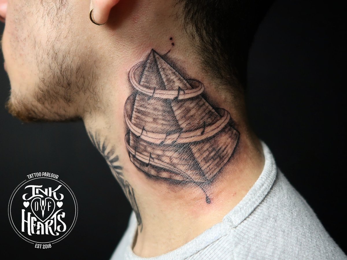 Pyramids ♤ TB tattoo by #SimonSaysInk #Pyramid #Pyramids #Music #Egypt # Egyptian #Inked #NeckTattoos #LondonTattoo, image size:1200x900