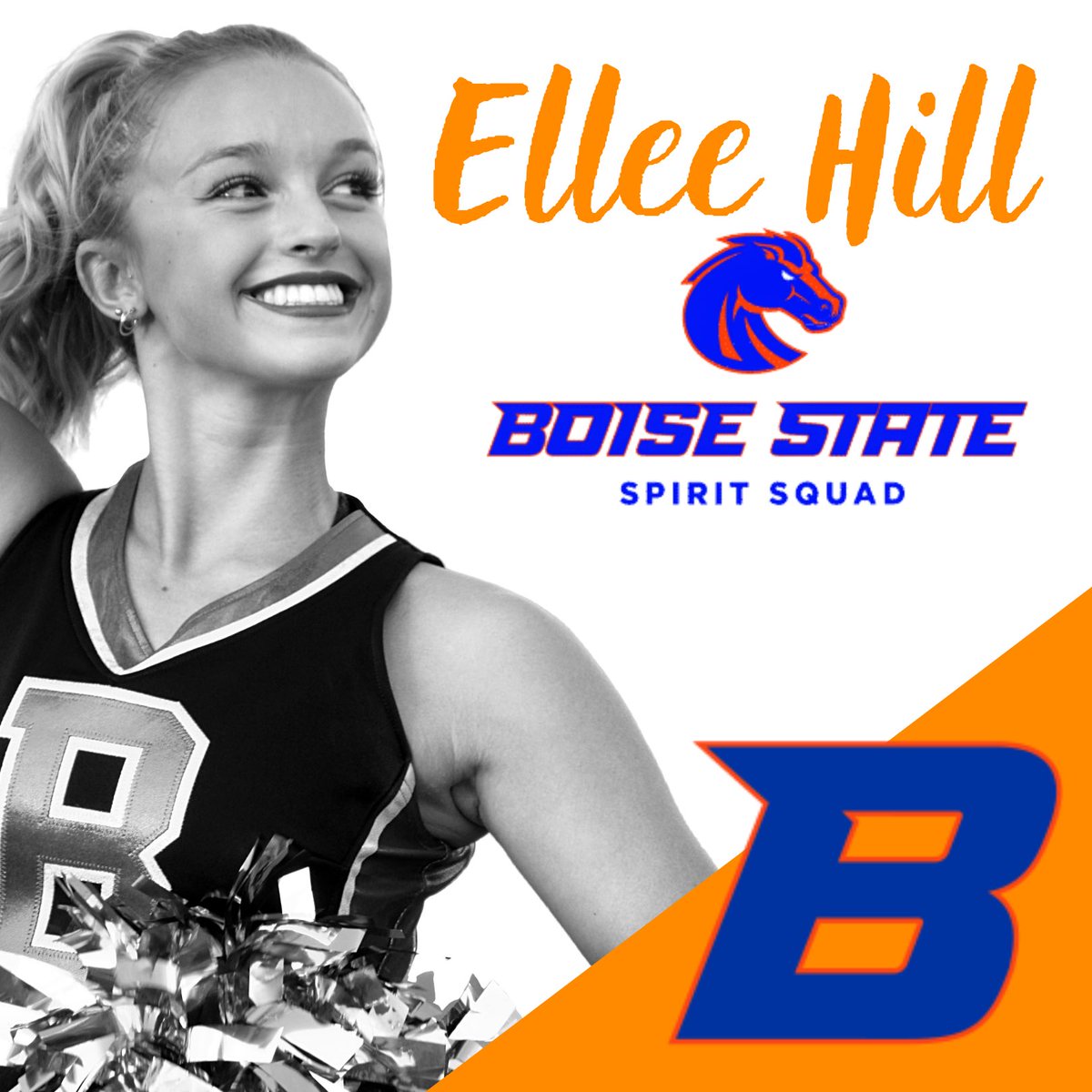 borahspirit's tweet photo. We are so proud to announce that Lionette Senior Ellee Hill has made it through a rigorous three rounds of auditions and is now officially a BOISE STATE MANE LINE DANCER! Ellee will be dancing on the Blue turf next season with @BroncoSpirit!! Congrats, Ellee!! https://t.co/MpUukIM817