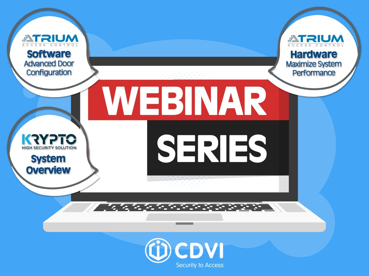 CDVIAmericas's tweet photo. Don't miss our webinars this week:

-Tue, 11:30 am (EST): ATRIUM Software - Advanced Door Configuration

-Wed, 11:30 am (EST): Krypto System Overview

-Thu, 11:30 am (EST): ATRIUM Hardware - Maximize System Performance

Click here for more details: https://t.co/dgHUrGcdYc. https://t.co/Cw9wsoRggJ