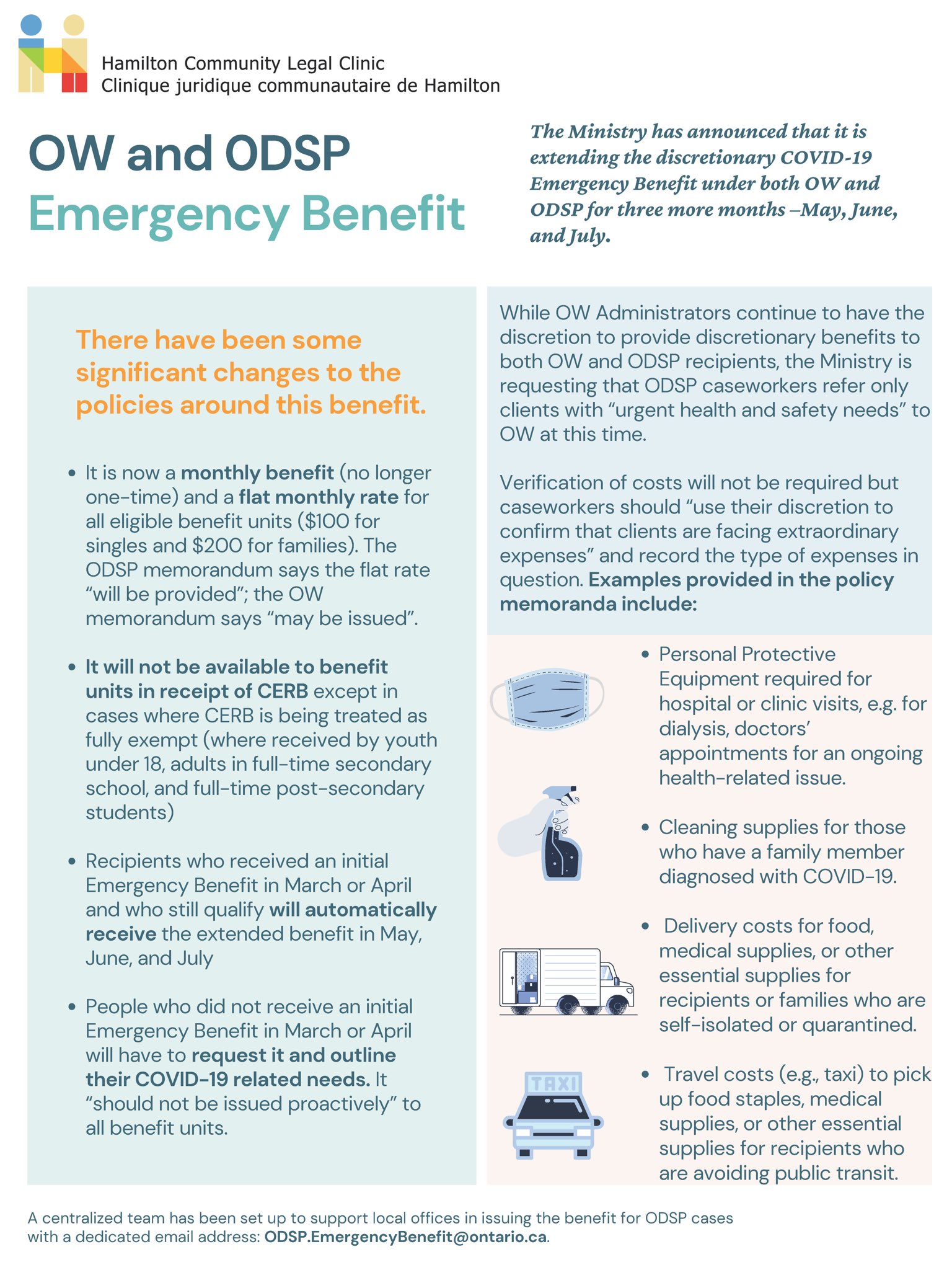 Hamilton Community Legal Clinic on Twitter: "Want to learn more about the  changes to the OW and ODSP emergency benefits? Read our new infographic  below 👇 https://t.co/9BpZbCsptJ" / Twitter
