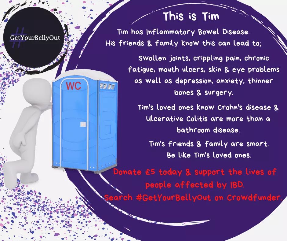 GetYourBellyOut's tweet photo. #Crohns Disease &amp; Ulcerative #Colitis are more than just a bathroom disease! If you can relate to Tim, give us a retweet, to help your family, friends &amp; followers get a better understanding of what life is REALLY like living with Inflammatory Bowel Disease
https://t.co/nWOMvG3sr4 https://t.co/U0jTfaWt04