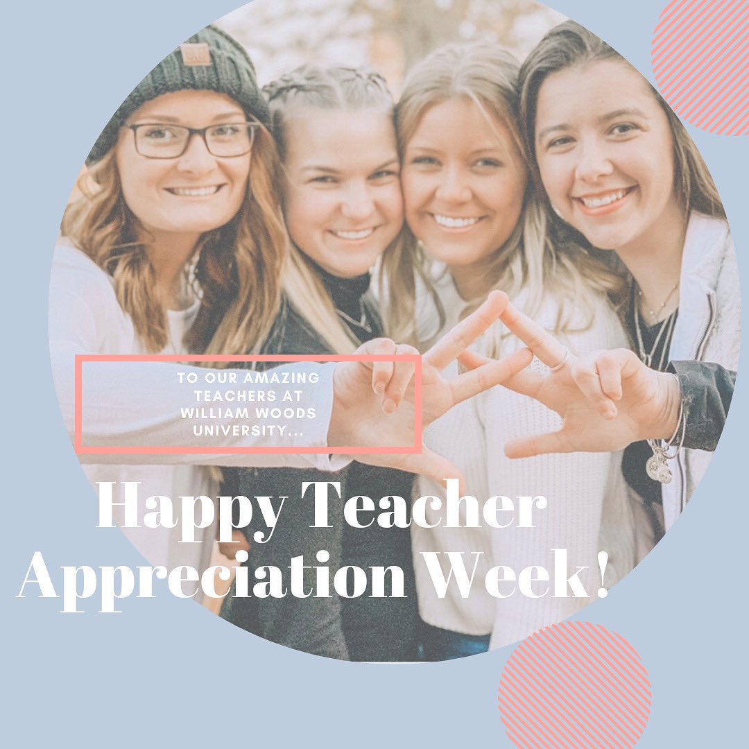 𝚃𝙴𝙰𝙲𝙷𝙴𝚁 𝙰𝙿𝙿𝚁𝙴𝙲𝙸𝙰𝚃𝙸𝙾𝙽 𝚆𝙴𝙴𝙺 | To all of the William Woods professors, the ladies of Alpha Chi Omega would like to thank you for all you do. You truly make campus a better place. Thank you for a great school year.🦉🤍