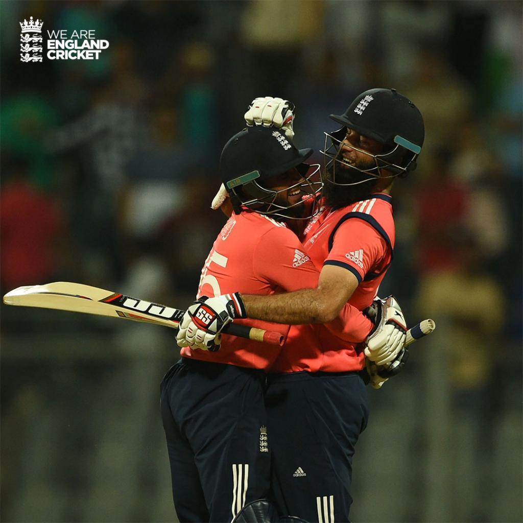 englandcricket's tweet photo. Can you name this @T20WorldCup game Mo and Rash finished off? https://t.co/i3X7FM7u0r