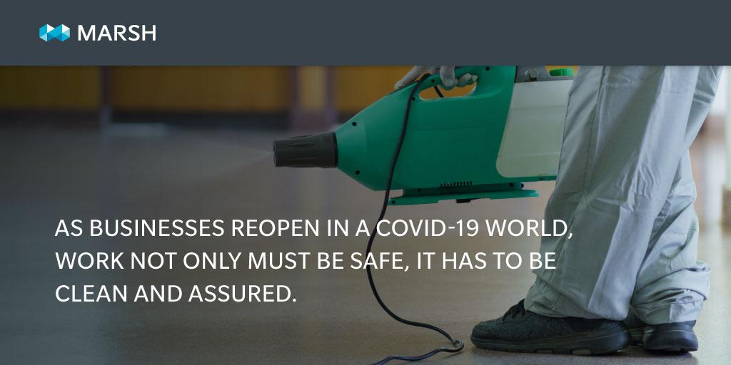 MarshGlobal's tweet photo. #MarshInsight: The days of shared office equipment and close quarter seating have likely come to an end in a world where cleanliness and social distancing practices have become paramount. Learn more: https://t.co/KgsZUuNMJh https://t.co/flW66z5oFs