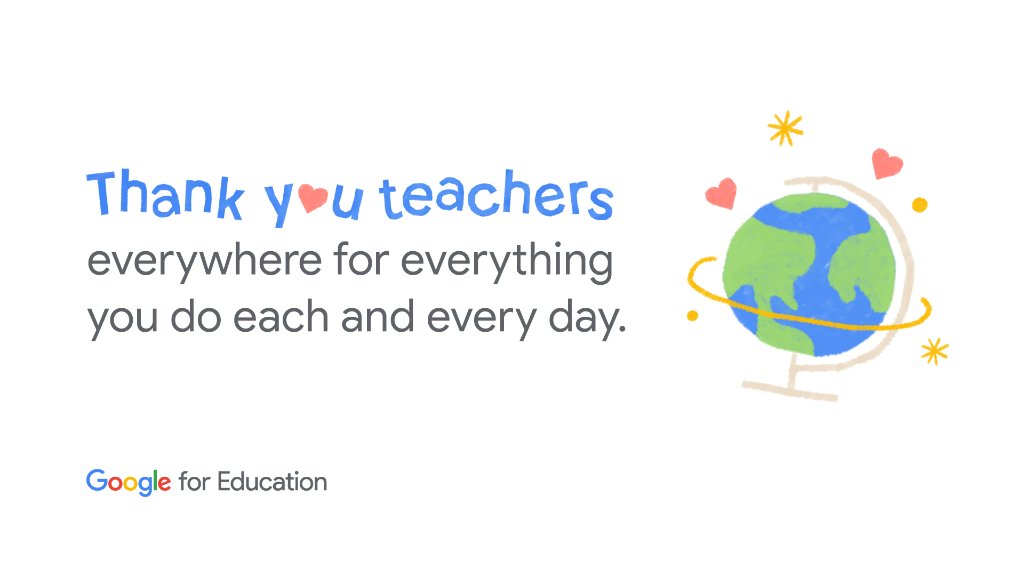 GoogleForEdu's tweet photo. ✍️ Dear Educators,
You inspire us. You motivate us. You teach us.

✍️ Dear Educators,
You make a difference each &amp; every day in so many students' lives, especially now.

✍️ Dear Educators,
Today on #TeacherAppreciationDay (&amp; every day) we celebrate you.

https://t.co/GmCwETVKfp https://t.co/E7rllXu8AJ