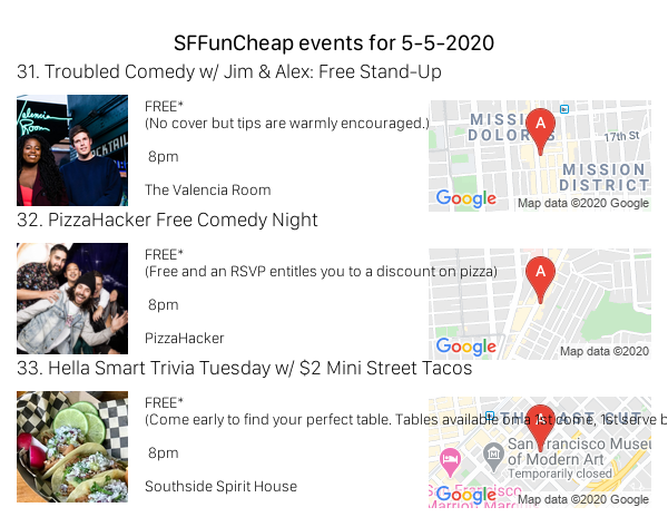 Events for Tuesday 5/5/20 sf.funcheap.com/2020/05/05 #sffuncheap