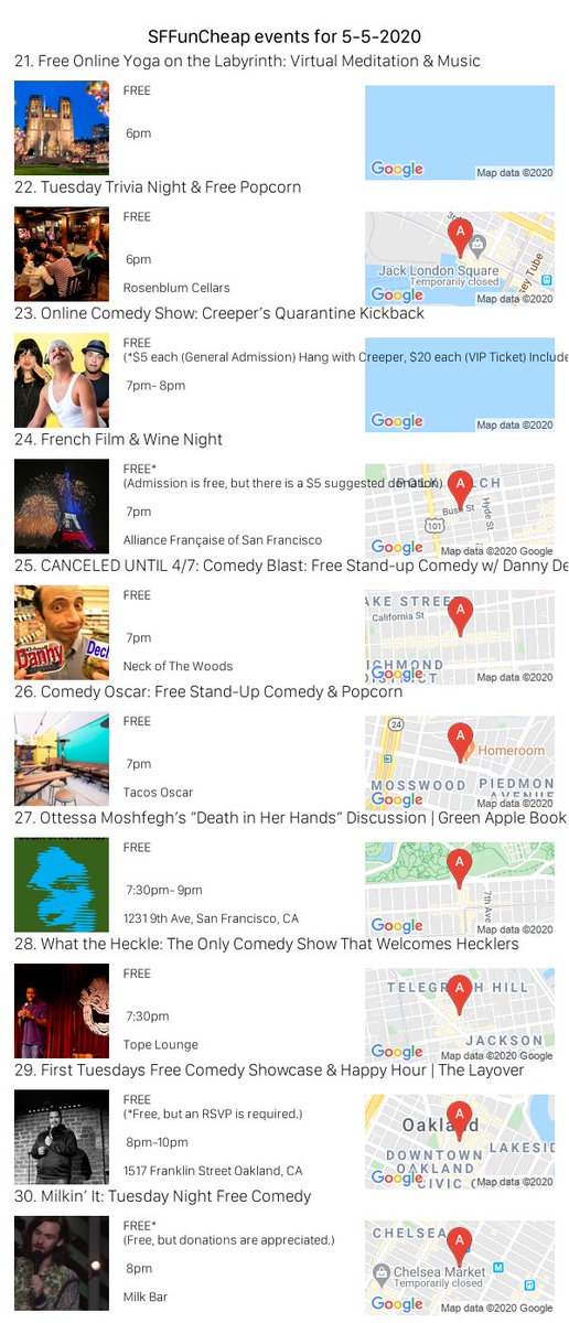 sffuncheap's tweet photo. Events for Tuesday 5/5/20 https://t.co/iiZh9Mp9KZ #sffuncheap https://t.co/mhLJ9YDgzS