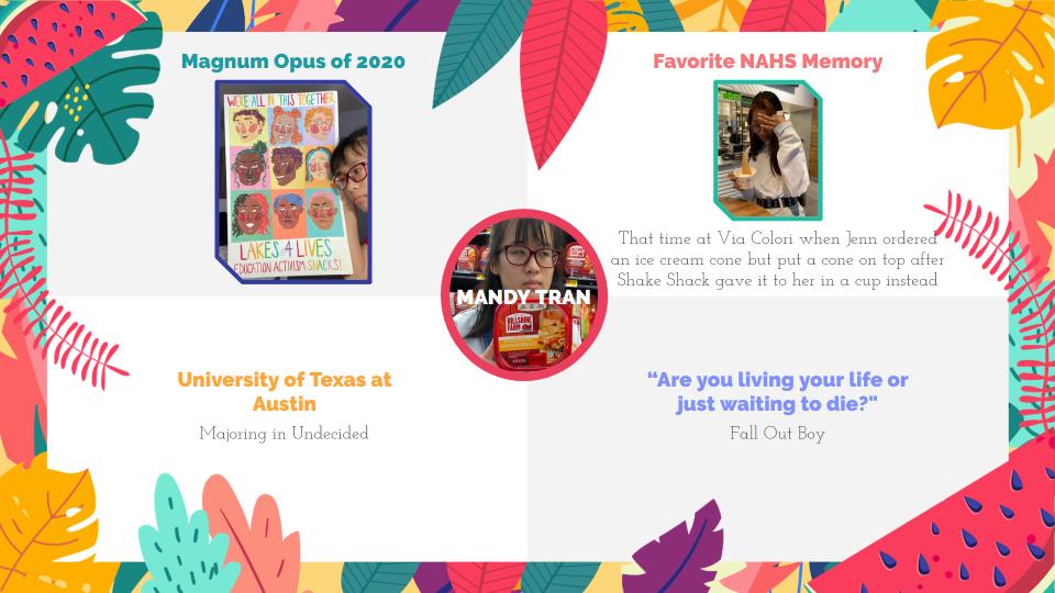 lakesnahs's tweet photo. We will be giving a shout out to all our graduating Seniors over the next couple of weeks.  Today, we celebrate Mandy Tran!  @cylakesart @CFISDCyLakes @NAEA #valor #cfisdspirit #nahs https://t.co/pDv4rZyaqz