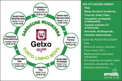GetxoUdala's tweet photo. 📢 #Garbigune Mugikorrak bere zerbitzuari ekingo dio bihar asteazkenetik, maiatzak 6tik aurrera. Zerbitzua eten aurreko ohiko egunetan eta puntuetan eskainiko da, asteazkenetik igandera 👉https://t.co/TIPmun6MHn #GetxoR2020 #GetxoBiziEzazu https://t.co/L9zSe0RNjw