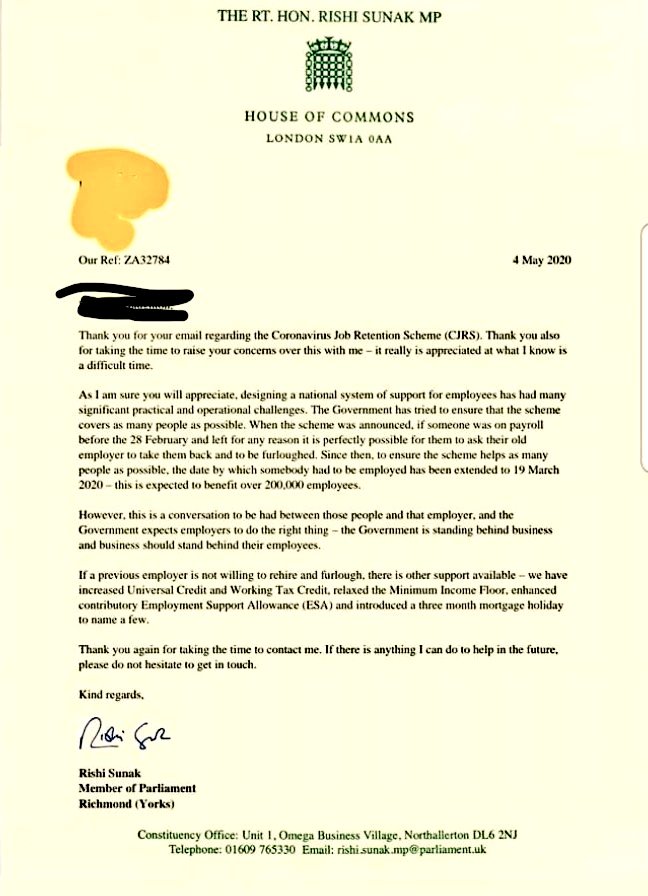 tax_Nexus's tweet photo. #NewStarterFurlough

This letter by @RishiSunak is completely false.

Its NOT those who were "employed" by 19 March 20 who qualify for CJRS rather those whose RTI have been filed by stated date.

It will NOT benefit upto 200'000 people rather in the region of 10'000 to 15'000. https://t.co/TpmqDrOu7q