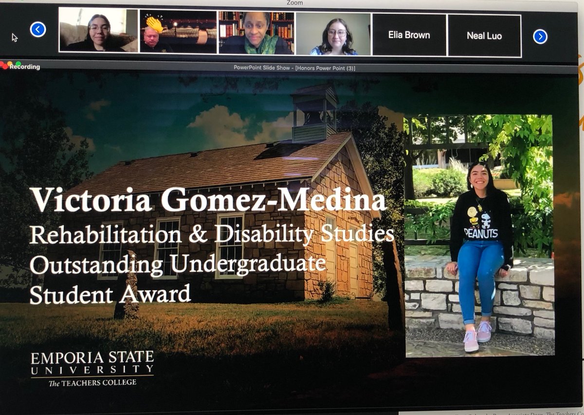 carrieboettcher's tweet photo. Congratulations to Victoria Gomez-Medina on being selected as the Outstanding Student of the Year for Rehabilitation and Disability Studies @TTC_ESU! Great work, Victoria!!! @emporiastate https://t.co/8Hn9XrM0zu
