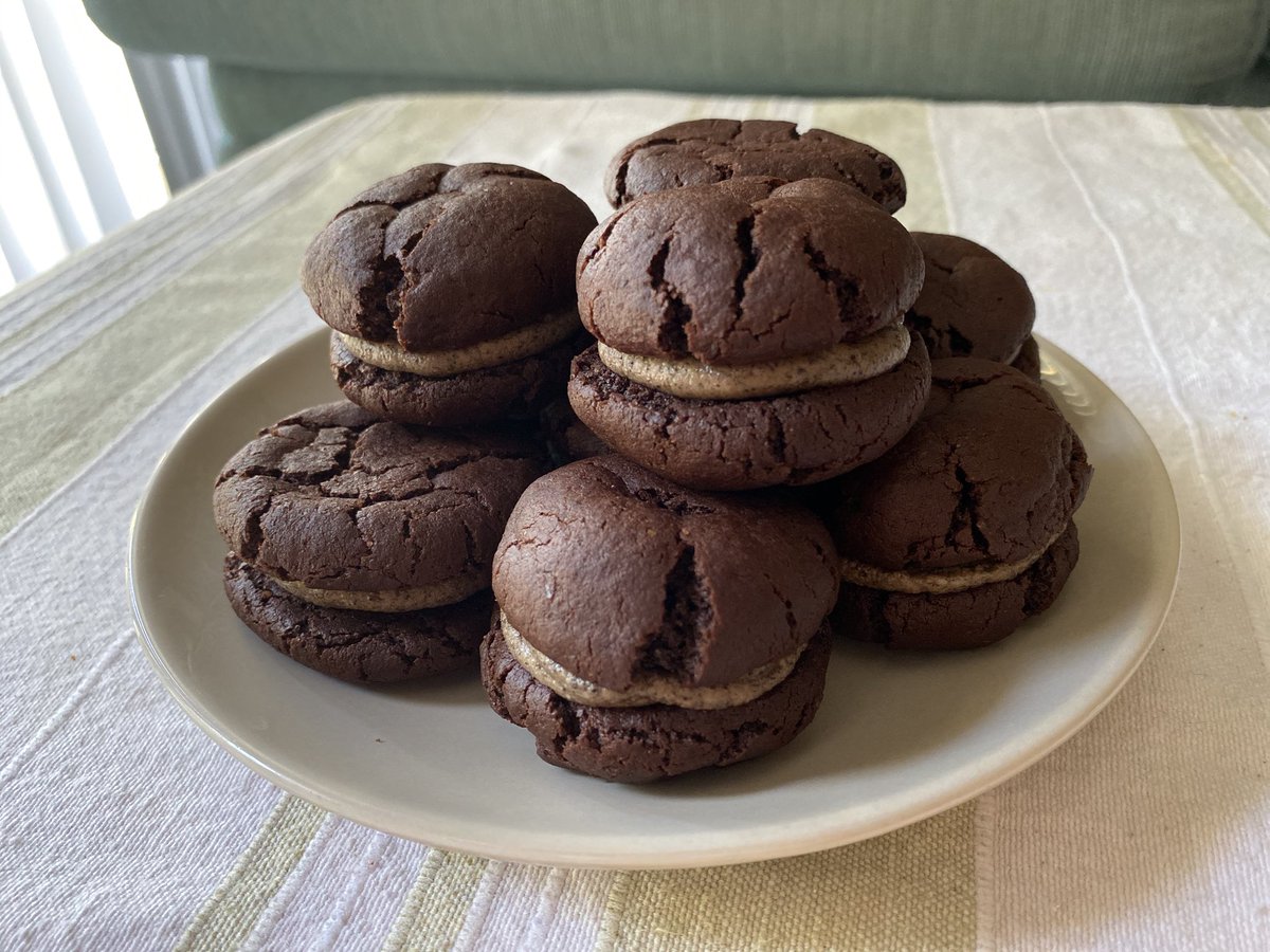 Made tiny brownie sandwiches with espresso buttercream filling bc idk how to stop making sweets during this god foresaken quarantine 