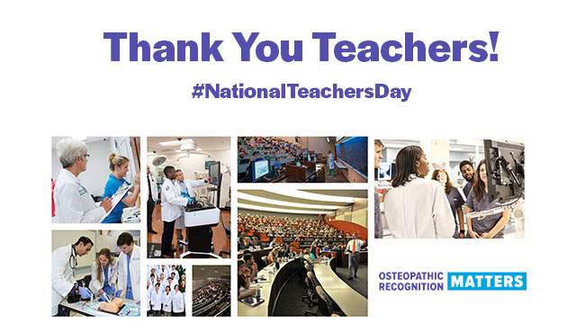 OR_Matters's tweet photo. Teachers, we thank you for your leadership, encouragement dedication, and creativity.  #NationalTeachersDay #medicaleducation #AOGME #Osteopathicrecognition https://t.co/3oKwEtkqkS