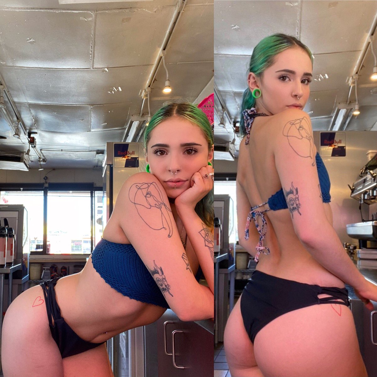 chick_latte's tweet photo. #baristababe Jess serving up delicious smoothies and blended coffees all afternoon until 5pmππ½π #bikinituesday #bikinibarista #denver #colfax #coffeeshop #driverhru #curbsidepickup https://t.co/AmAPKiFwfb