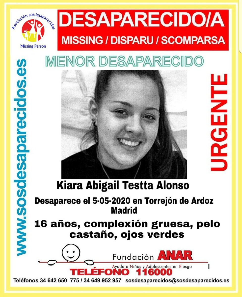 VOSTmadrid's tweet photo. #AlertaDesaparecido: Menor de 16 años desaparecida en #TorrejónDeArdoz. Se ruega colaboración urgente, en caso de tener alguna información sobre su paradero llame al 1-1-2. Vía @sosdesaparecido https://t.co/moccpk6YLS