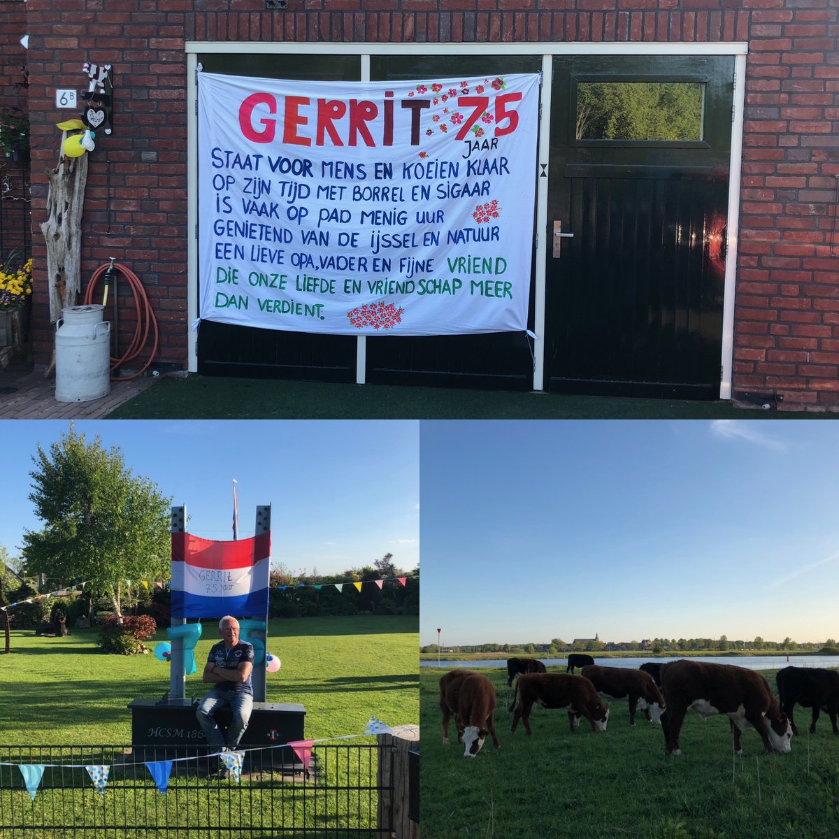 UwStadsboer's tweet photo. Hieper de piep hoera Gerrit Sluiter is  vandaag 75 jaar! Namens het Uw Stadsboer team en alle vrijwilligers van A Rocha Zwolle en natuurlijk de koeien van de #Schellerwaarden #Zwolle wensen we jou nog veel gezondheid en levensjaren toe. https://t.co/aXNCKcsxu5