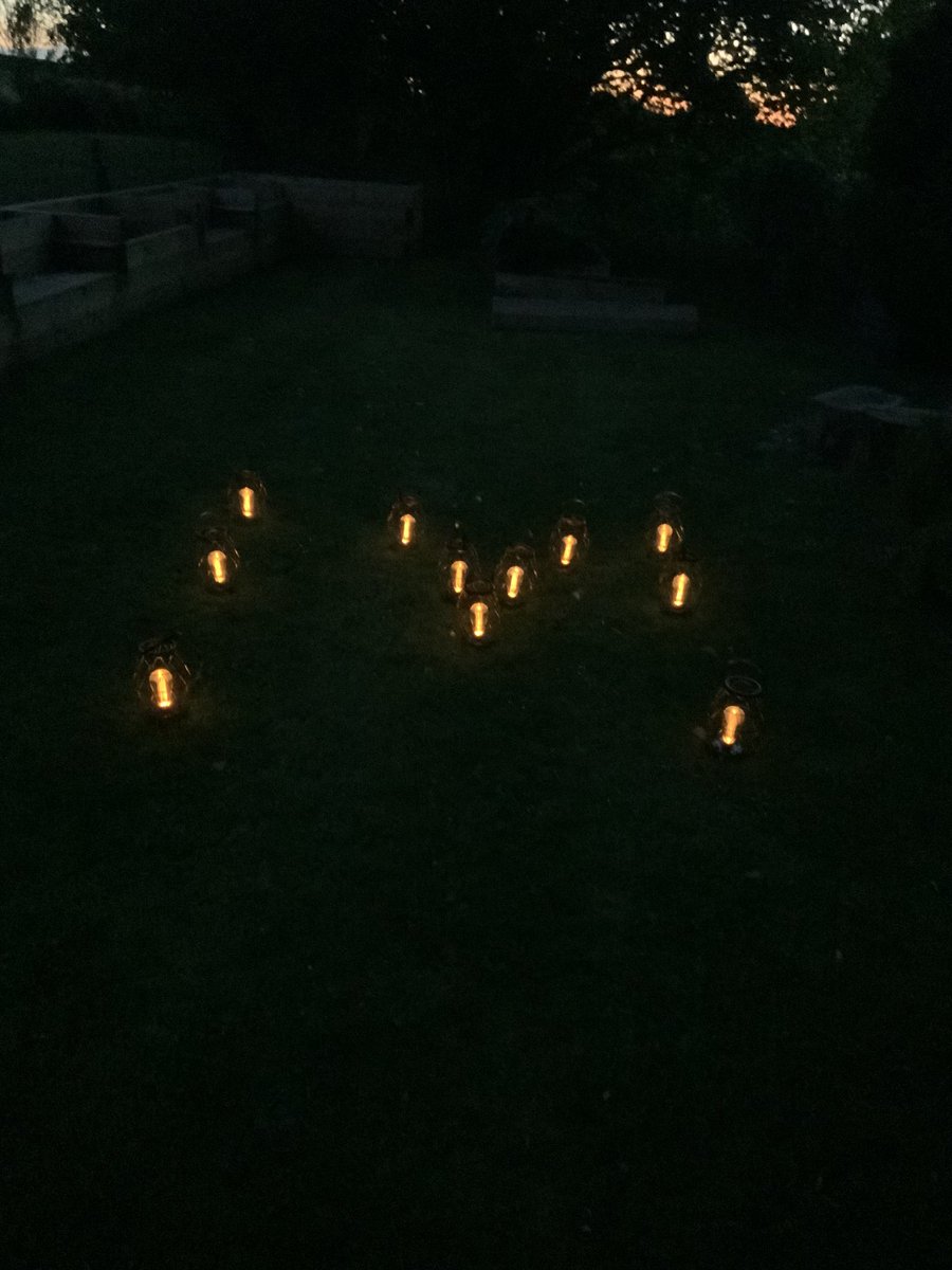 BeeNubian's tweet photo. #MovingSolarLights. Things to do in lockdown #dusk #sunset . The letter M for tonight https://t.co/c0Orl5jLe5