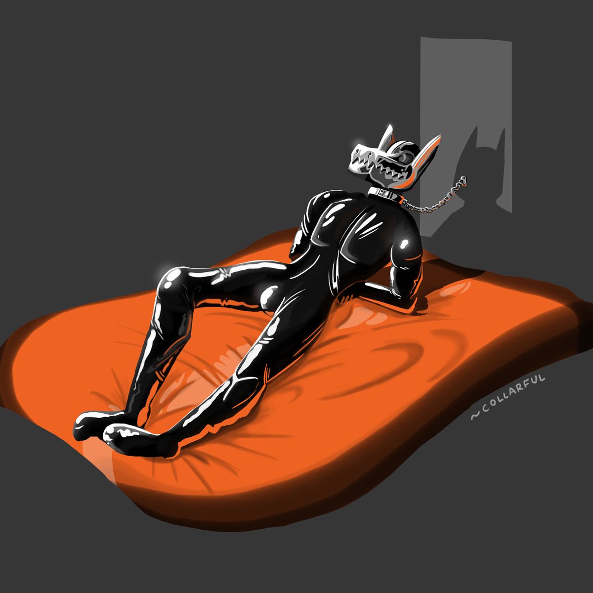 Night in shiny metal. A rubbery... something?