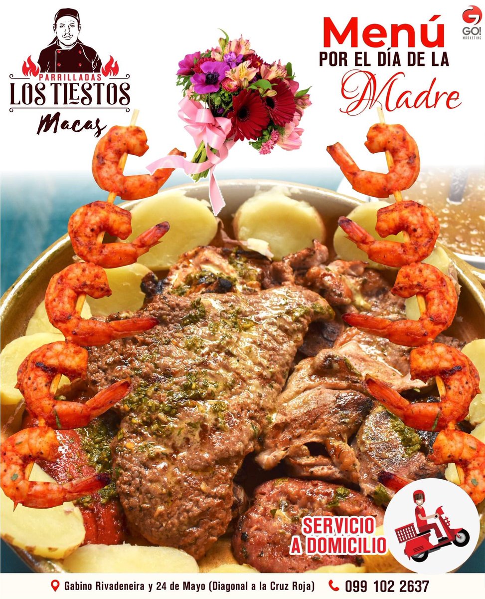 GoMarketing8's tweet photo. Disfruta nuestras parrilladas #LosTiestos con Mamá en su día ❤️ #FelizdiadelasMadres #QuédateEnCasa

Revisa nuestro menú por el día de las #Madres y resérvalo al 0991022637. Estaremos atendiendo a Domicilio 🛵
Estamos ubicados en la ciudad de #Macas https://t.co/ZfjTdMFGY7