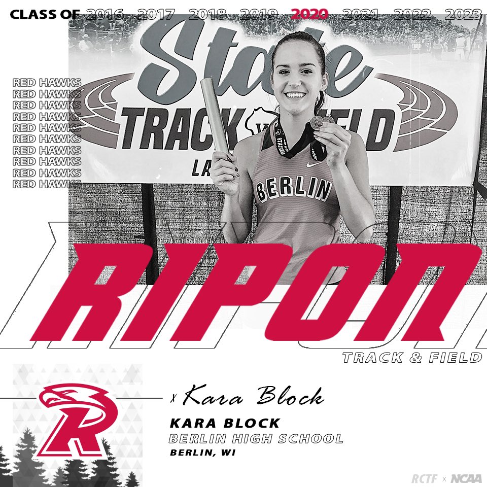 RiponTrackXC's tweet photo. A lot of exciting news from the class of 2020!  With our competition seasons being cut short, we want to bring together our entire track family by announcing our incoming class, starting with Kara!

Kara Block
📍: Berlin, WI
🏫: @BerlinIndians 
Welcome, Kara!
🌲🏃‍♀️⚡️ https://t.co/e7MDQ7tyer