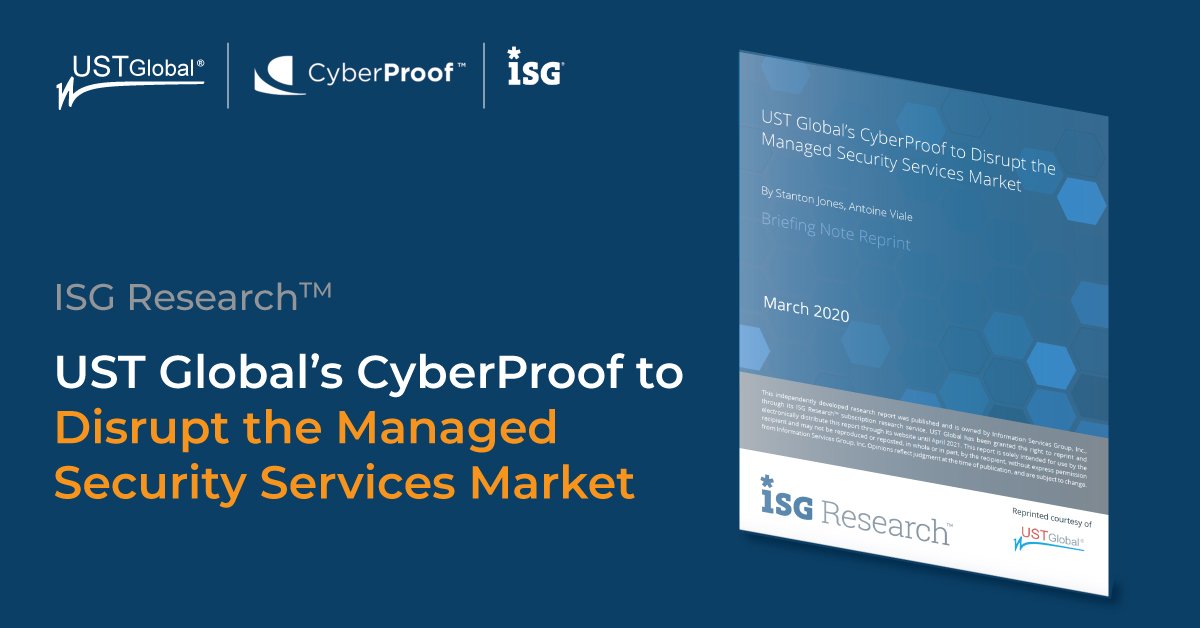 USTglobal's tweet photo. Our UST Global Portfolio Company, @cyberproofinc, has been recognized by @ISG, a leading global technology research and advisory firm, for the innovative managed detection and response services that #CyberProof brings to the #MSS market. Learn more https://t.co/7eJPjLik6V https://t.co/pIfVgMiAGW