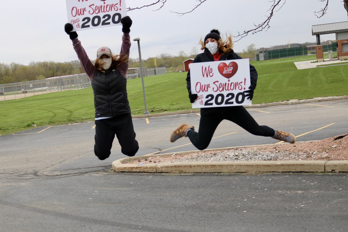 MuskegoNorwaySc's tweet photo. Our high school staff members were jumping for joy to see their students again during Cap and Gown pickup! @MHSIrvine #WarriorNation https://t.co/IHnKMN9S0r