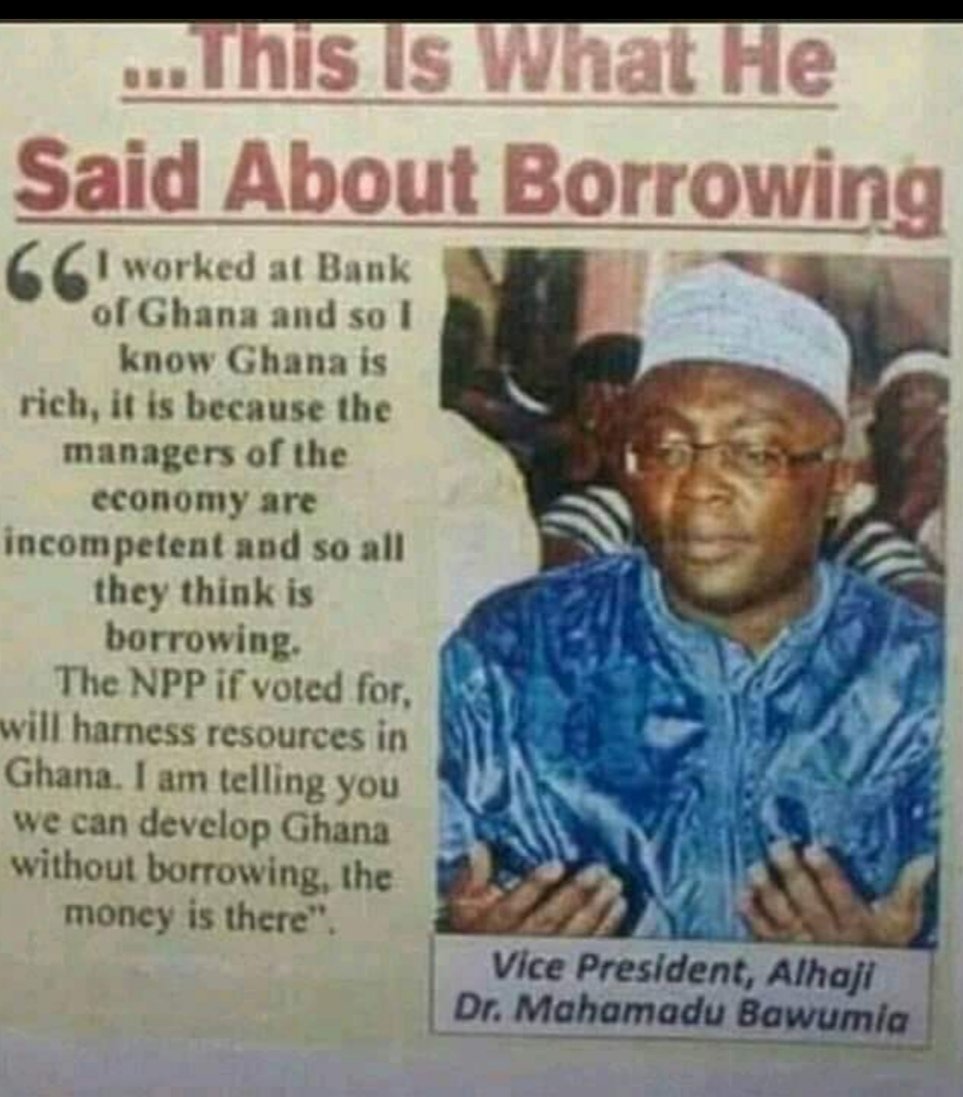 rashpelp's tweet photo. If I didn't see this I would not have believed that Bawumia said this because the money for all NPP projects including COVID 19 is from begging for loans, billions &amp; billions of dollars!! How can you claim success because of borrowing something you said you won't do? https://t.co/Pnv6Na6uu8