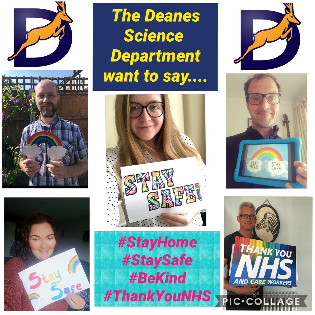 DeanesScience's tweet photo. A message to our wonderful students! We miss you, the sounds of you learning in our classrooms, the excitement during practicals! But please #StayHome #StaySafe and #BeKind we are here if you need us, and love being able to share the Science you have been doing at home. #iMatter https://t.co/3cxMq46AAq