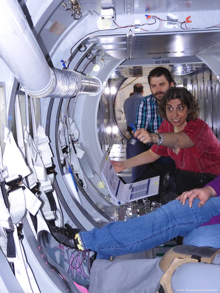 SierraNevCorp's tweet photo. Hi! Liz &amp; Carson here, we're taking over SNC’s social accounts today! Last month we hosted @NASA_Astronauts for a demo inside our Dream Chaser® spaceplane mockup. They tested interior lighting while practicing tasks they’ll conduct when the spaceplane arrives at @Space_Station. https://t.co/965wRQ0arO