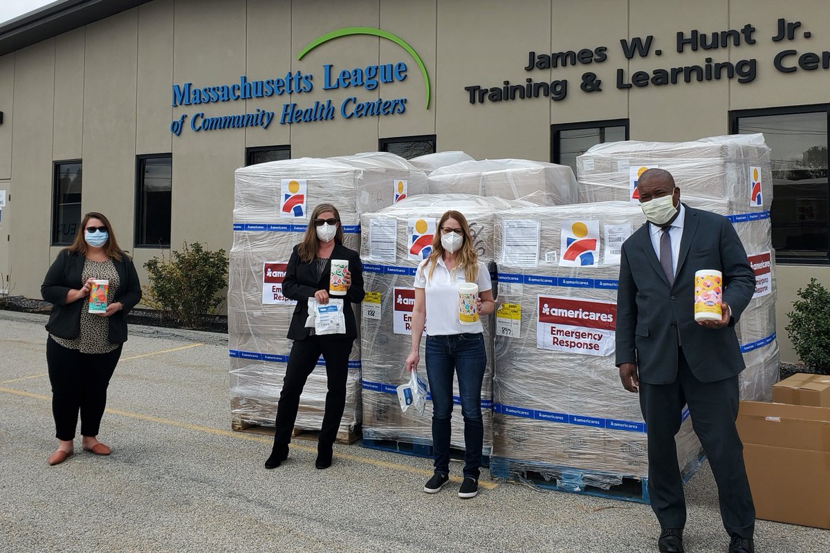 MassLeague's tweet photo. Due to the generosity of @Americares, the League is deploying much needed protection (#PPE) to #CHCs and their workforce across the state so they can continue to provide urgent and primary care services among the global response to #COVID19

#ThankYouAmericares @FHCW  @KennedyCHC https://t.co/8dhAfyDSt0