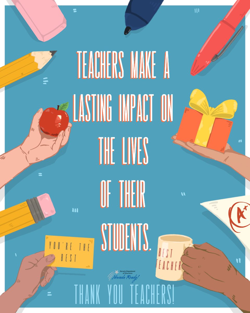 NvstateED's tweet photo. Teachers inspire students to believe in themselves. Thank you for supporting the academic and social-emotional wellbeing of Nevada's students and families. #WeTeachNevada    #ThankATeacher #TeacherAppreciationWeek @NVSupt https://t.co/va4936gvfy