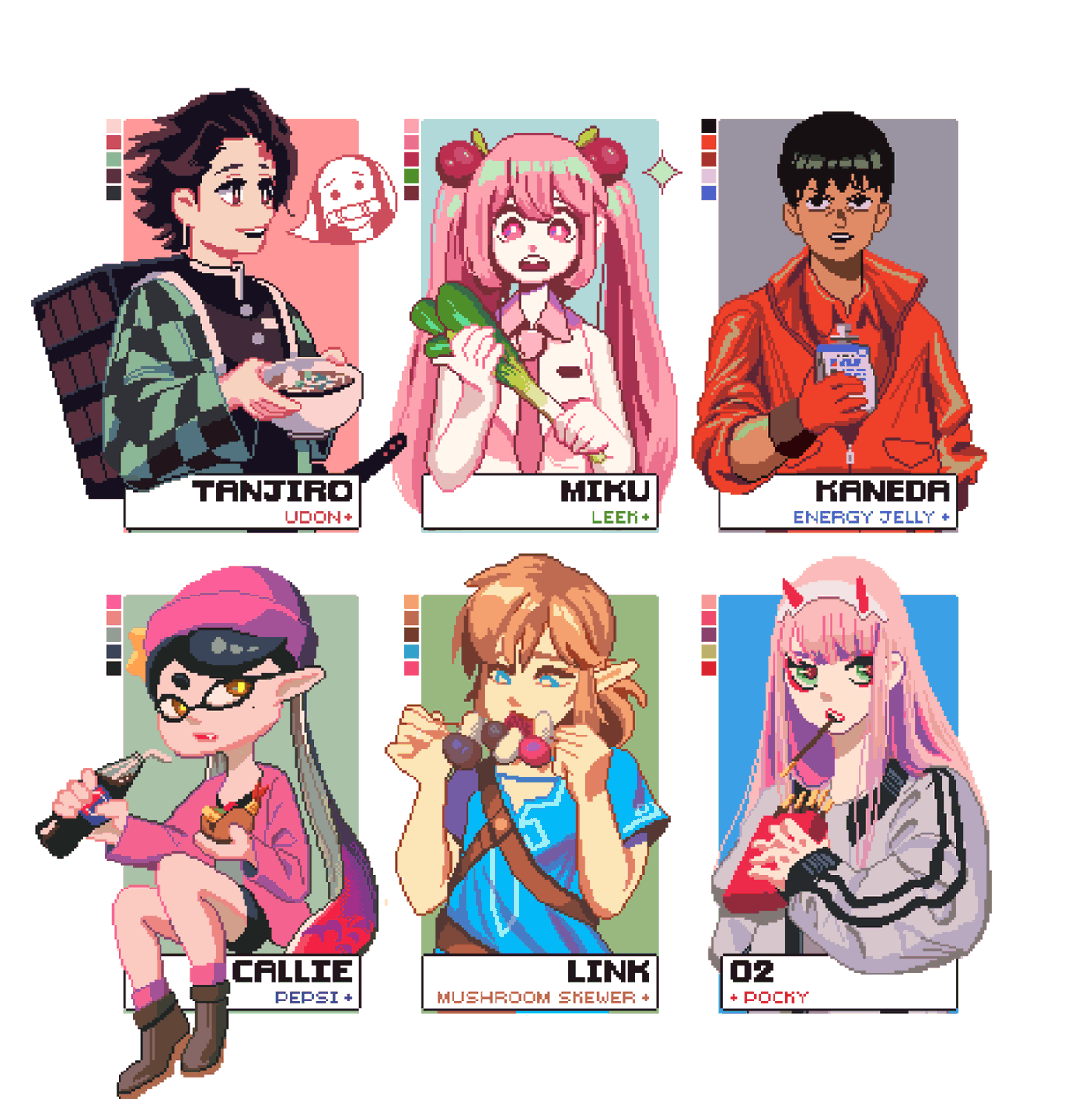#SixFanarts X food items!! ??????
thank you for all the suggestions, I took my time with this and had alot of fun✨#pixelart 