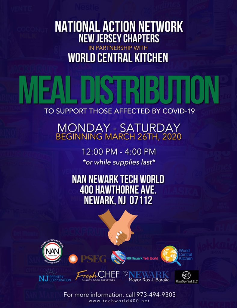 NationalAction's tweet photo. In partnership with World Central Kitchen we are supporting those affected by #COVID19 through meal distribution. We will be distributing meals between 12:00pm and 4:00pm! #GetIntoAction https://t.co/2fFtAQbKhy