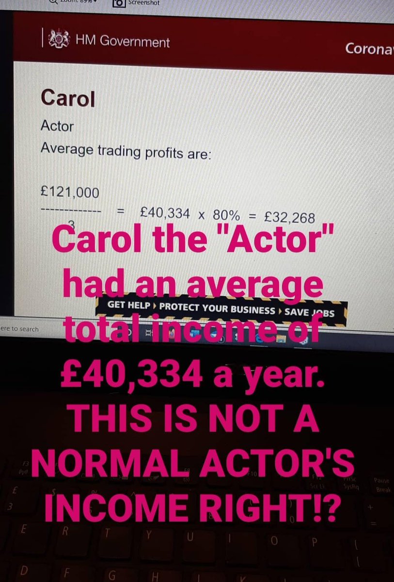 Jazzevansactor's tweet photo. This killed me. The governments example of an average actor who makes £40,334 a year, over three years 🤣 well done Carol! https://t.co/AOPTuG92Ex