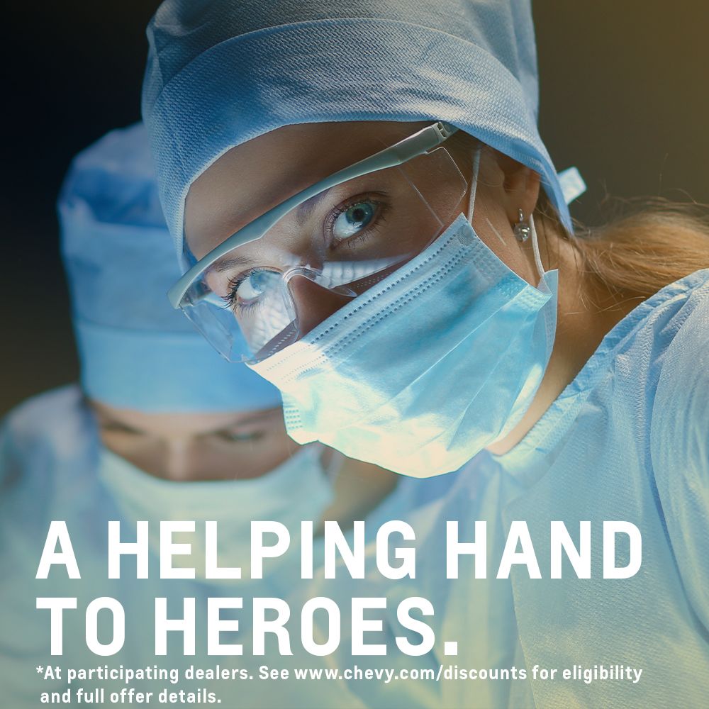 Chevrolet First Responder Discount to eligible healthcare professionals now through June 30, 2020.* Visit bls.gov/ooh/healthcare… to see who is eligible. #youneedachevy #shoplocalsavemoneysupportyourcommunity #jwchevyforlife